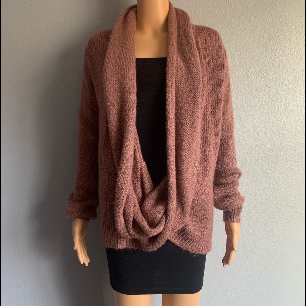 Mauve Criss Cross Loop Cardigan